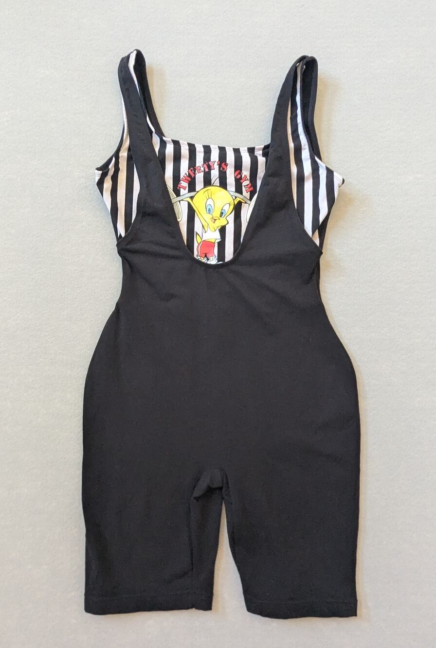 Vintage 1995 Looney Tunes "Tweety's Gym" Unitard Biketard Romper Size L